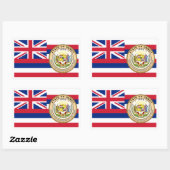 Hawaiianische Flagge & Siegel, Flagge Hawaiis Rechteckiger Aufkleber (Blatt)