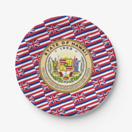 Hawaiianische Flagge & Siegel, Flagge von Hawaii Pappteller