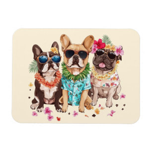 Hawaiianische Französische Bulldoggen Blumenlei Magnet