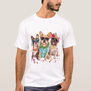 Hawaiianische Französische Bulldoggen Blumenlei T-Shirt