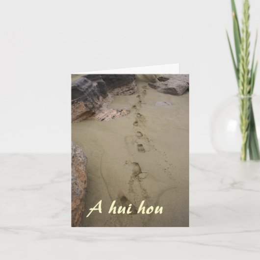 Hawaiianische Fußabdrücke in Beach Sand Beileid Dankeskarte (Vorderseite)