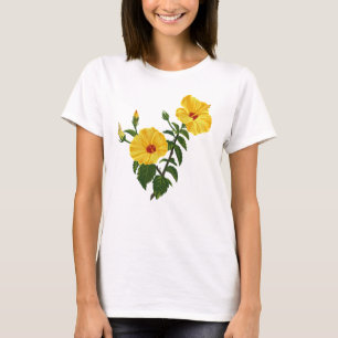 Hawaiianische gelbe Hibiskus-Botanik-Illustration T-Shirt