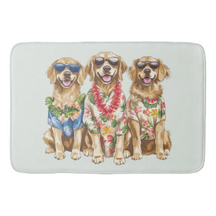 Hawaiianische Golden Retriever Hunde Blumen Lei Badematte