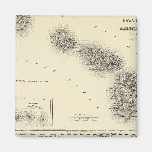 Hawaiianische Gruppe oder Sandwich-Inseln Magnet (Vorne)