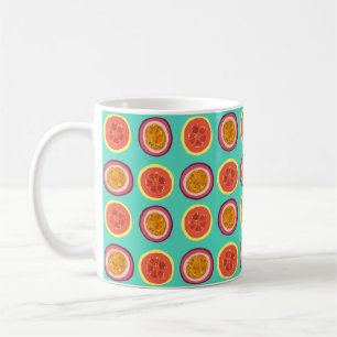 Hawaiianische Guava- und Lilikoi-Muster-Tasse Teal Kaffeetasse