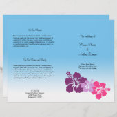 Hawaiianische Hibiskus Blume lila Hochzeitsprogram (Vorne/Hinten)