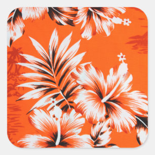 Hawaiianische Hibiskus-Blumen Hintergrund Quadratischer Aufkleber