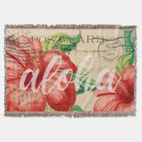 Hawaiianische Hibiskus-Postkarte im Vintage-Stil