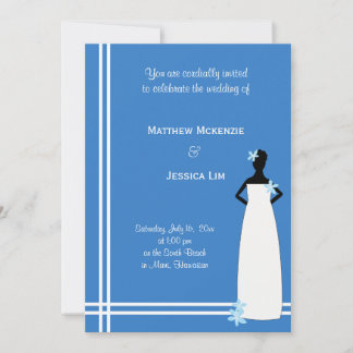 Hawaiianische Hochzeit (blau) Einladung