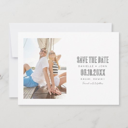 Hawaiianische Hochzeit in Urlaubsort Save the Date (Rückseite)