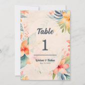 Hawaiianische Hochzeitstil-Tischnummer Einladung (Vorderseite)