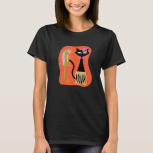 Hawaiianische Hula-Katze mit tropischem Tiki-Vogel T-Shirt