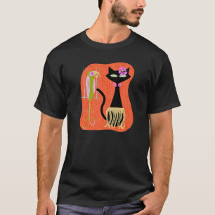 Hawaiianische Hula-Katze mit tropischem Tiki-Vogel T-Shirt