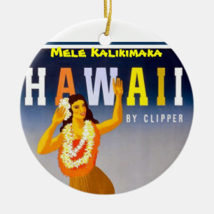Hawaiianische Hula-Mädchen Mele Kalikimaka Keramikornament