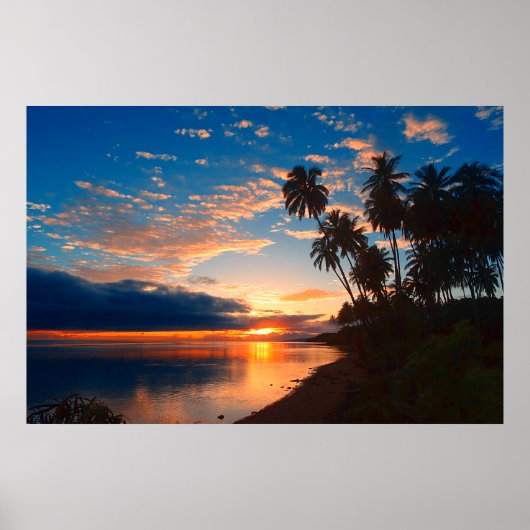 Hawaiianische Insel Tropischer Sonnenuntergang Poster (Vorne)