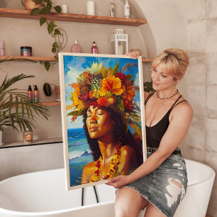 Hawaiianische Inselgöttin Tropischer Kunstdruck Poster