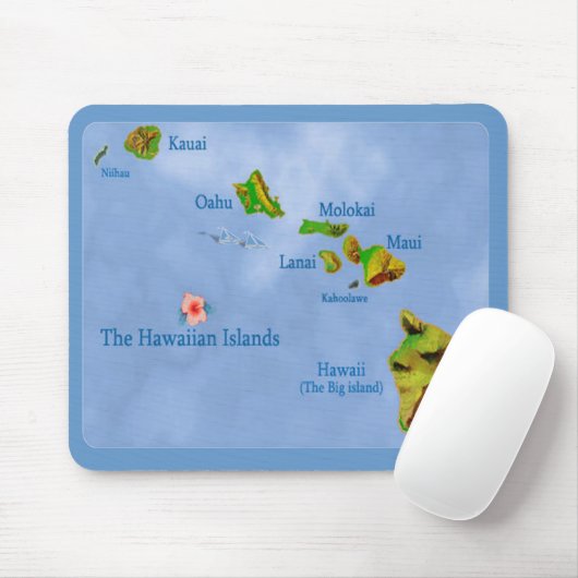 Hawaiianische Inselkarte Mousepad (Mit Mouse)