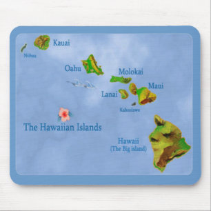 Hawaiianische Inselkarte Mousepad