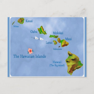 Hawaiianische Inselkarte Postkarte