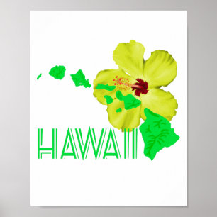 Hawaiianische Inseln Gelber Hibiskus Blume Poster