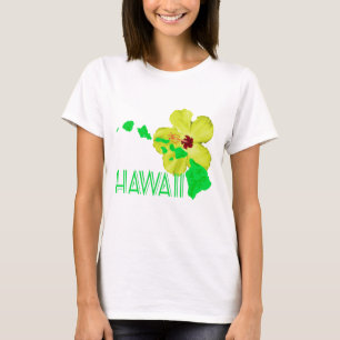 Hawaiianische Inseln Gelber Hibiskus Blume T-Shirt