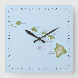 Hawaiianische Inseln Quadratische Wanduhr