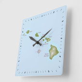 Hawaiianische Inseln Quadratische Wanduhr (Winkel)