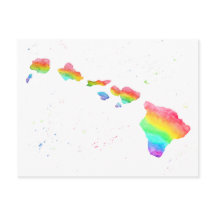 Hawaiianische Inseln Rainbow Map Aquarellmalerei