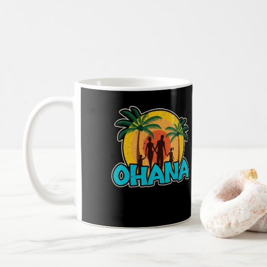Hawaiianische Inseln Vintag Souvenir Ohana Kaffeetasse (Mit Donut)