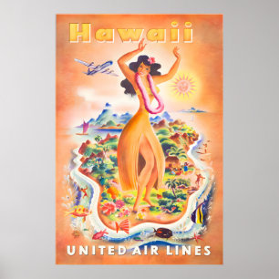 Hawaiianische Kunst Hawaii Druck Vereinigte Reisep Poster