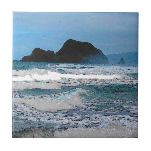 Hawaiianische Küsteninsel tropisches Paradies Fliese (Vorderseite)