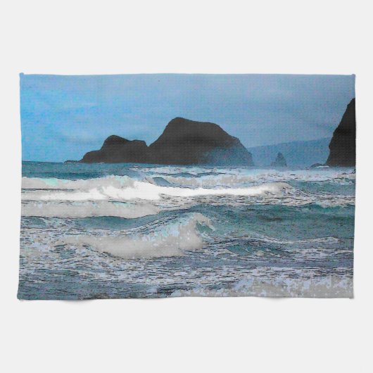 Hawaiianische Küsteninsel tropisches Paradies Küchentuch (Horizontal)