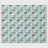 Hawaiianische Landschaft Flamingo Wasserfarben Mus Geschenkpapier (Flach)