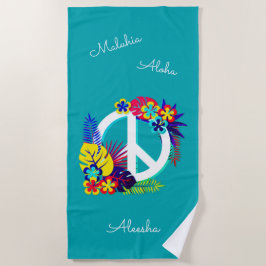 Hawaiianische Liebe Name Personalisiert Ocean Blue Strandtuch