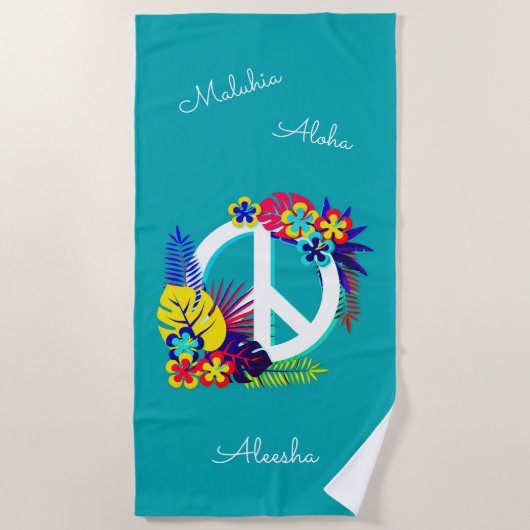 Hawaiianische Liebe Name Personalisiert Ocean Blue Strandtuch (Vorderseite)