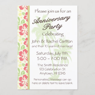 Hawaiianische Luau Hochzeit Jubiläums Party Einlad Einladung