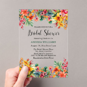 Hawaiianische Luau-Hochzeitsdusche bunt Acryleinladungen