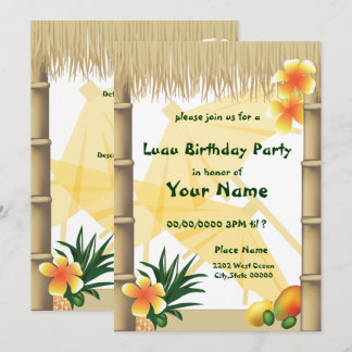 Hawaiianische Luau-Tiki-Hütte Tropical Geburtstag Einladung