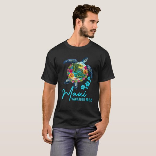 Hawaiianische Meeresschildkröte Maui Matching Fami T-Shirt (Vorne ganz)