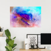 Hawaiianische Meeresschildkröte-Wasserfarbenposter Poster (Heimbüro)