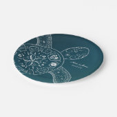 Hawaiianische Meeresschildkröte Weiß auf Aquamarin Pappteller (Schrägansicht)