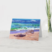 Hawaiianische Mönch-Siegel auf Poipu Beach Grußkar Karte (Vorderseite)