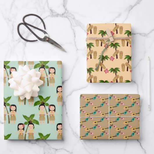Hawaiianische Papiere Geschenkpapier Set (Vorderseite)