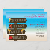 hawaiianische Party Einladung (Vorne/Hinten)