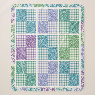 Hawaiianische Patchworkdecke Ozeanblau Palaka Sherpadecke