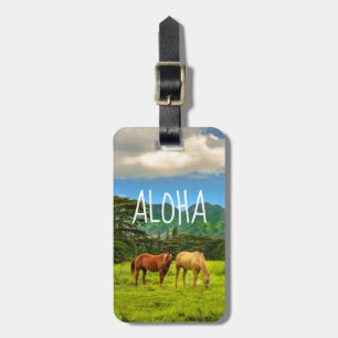 Hawaiianische Pferde, Hokulei Peak, Kauai, Hawaii Gepäckanhänger