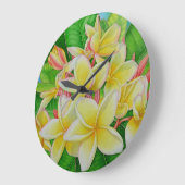 Hawaiianische Plumeria Große Wanduhr (Winkel)