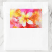Hawaiianische Plumeria in Neon Pink, Gelb und Weiß Rechteckiger Aufkleber (Tasche)