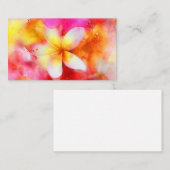 Hawaiianische Plumeria in Neon Pink, Gelb und Weiß Visitenkarte (Vorne/Hinten)