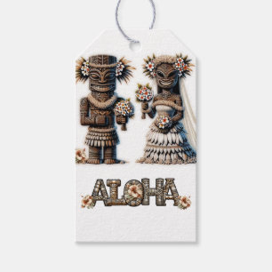Hawaiianische Polynesische Tiki Braut und Bräutiga Geschenkanhänger